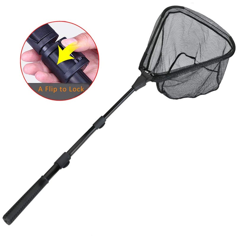 RESTCLOUD Fishing Landing Net with Telescoping Pole Handle Extends to 63 inches, Carbon Fiber Handle Extended from 23.6 inches to 47 inches - Image 2
